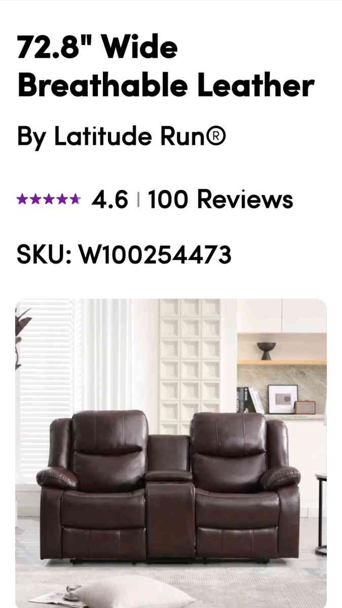 Set of 2 Vegan Leather Theater Recliner Sofas - Irvington, New Jersey - FleaMarketBay