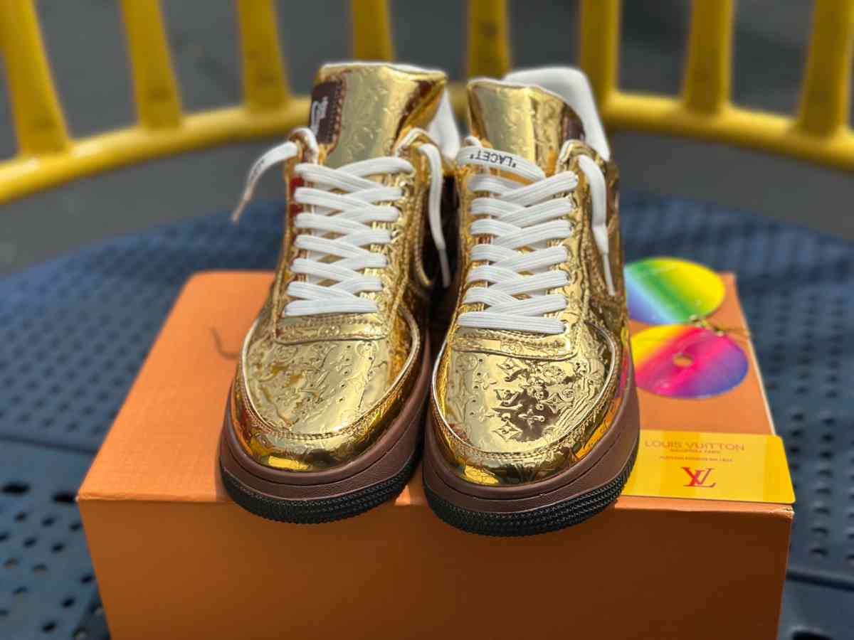 Louis Vuitton x Air Force 1 Low Metallic Gold