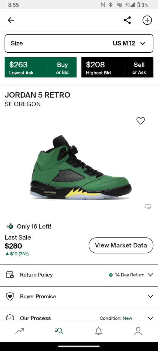 Jordan Retro 5 SE Oregon