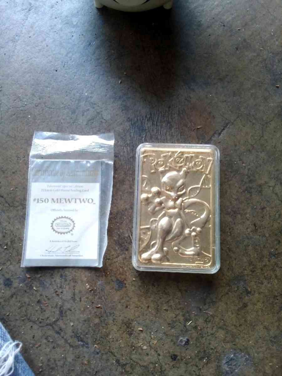 Mewtwo gold plated trading card