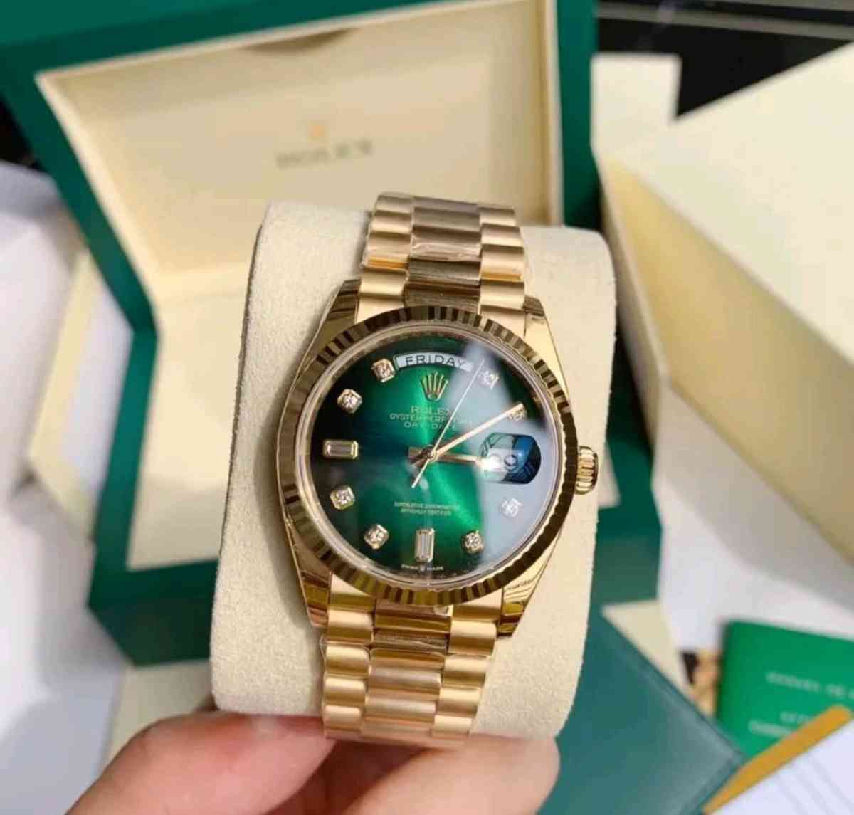 Rolex DayDate Presidential  18K Gold Finish  Green Dial  New - Austin, Texas - FleaMarketBay