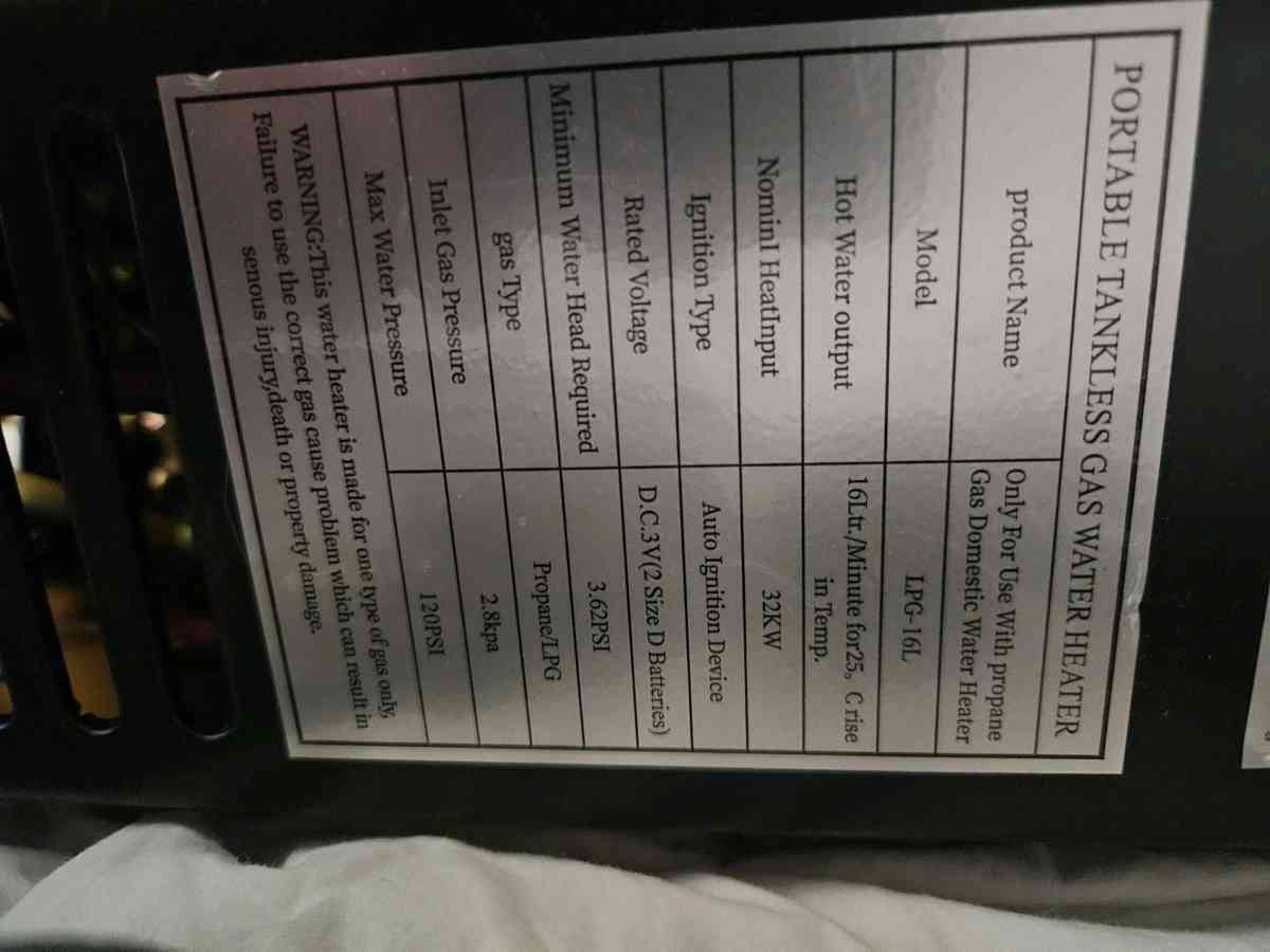 portable tankless gas water heater