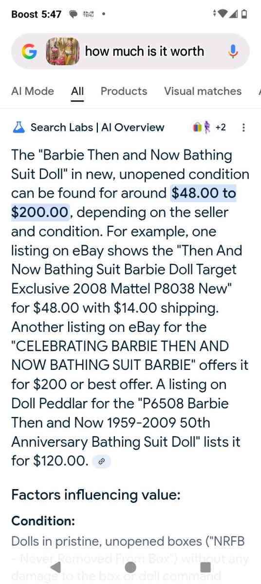 recreation of the then n now Barbie doll 50th anniversary