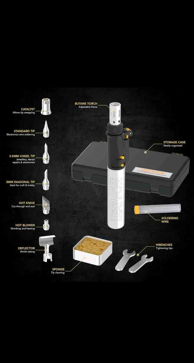 LEXIVON Butane Soldering Iron MultiPurpose Kit Cordless Adju
