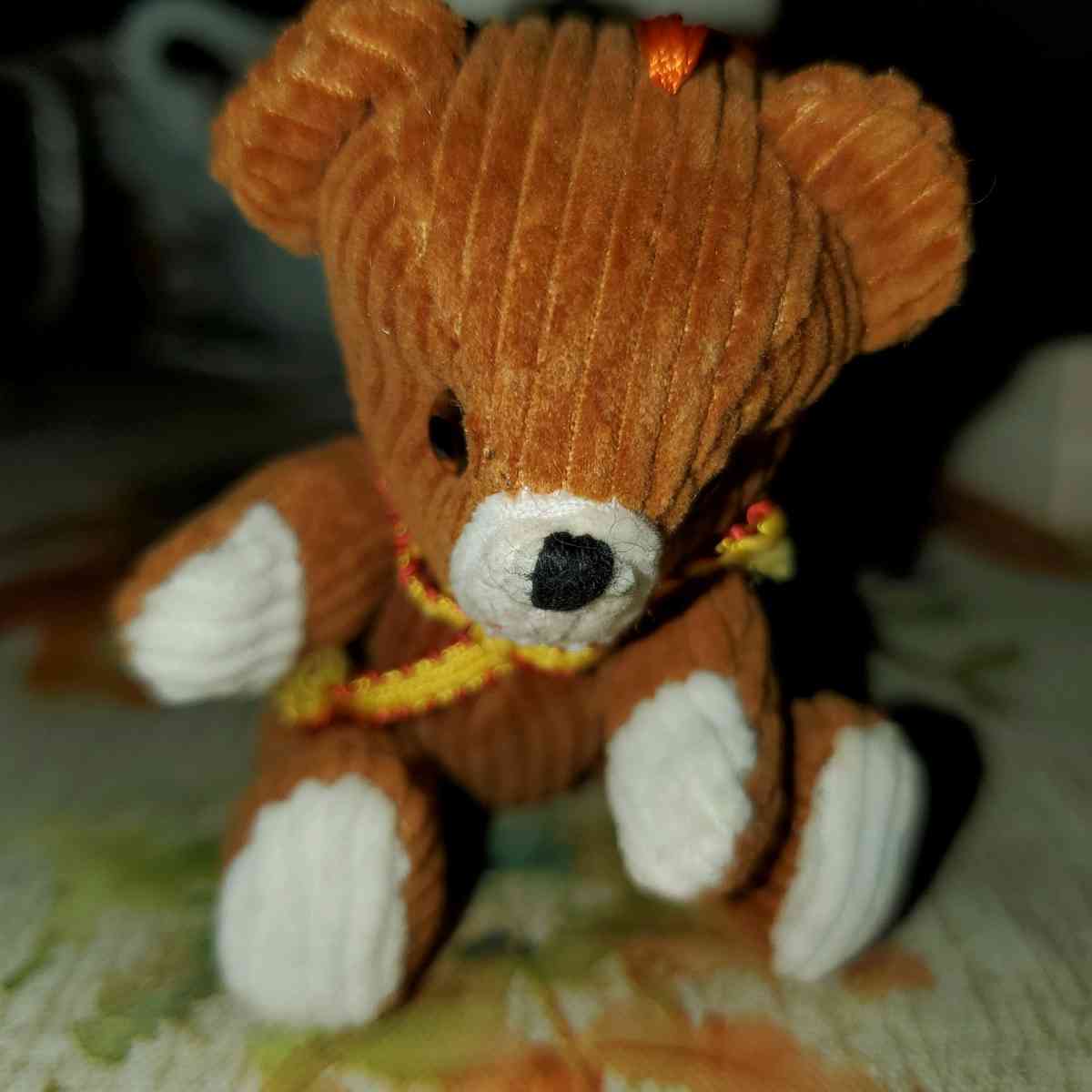 Vintage Jointed Brown Corduroy Plush Bear