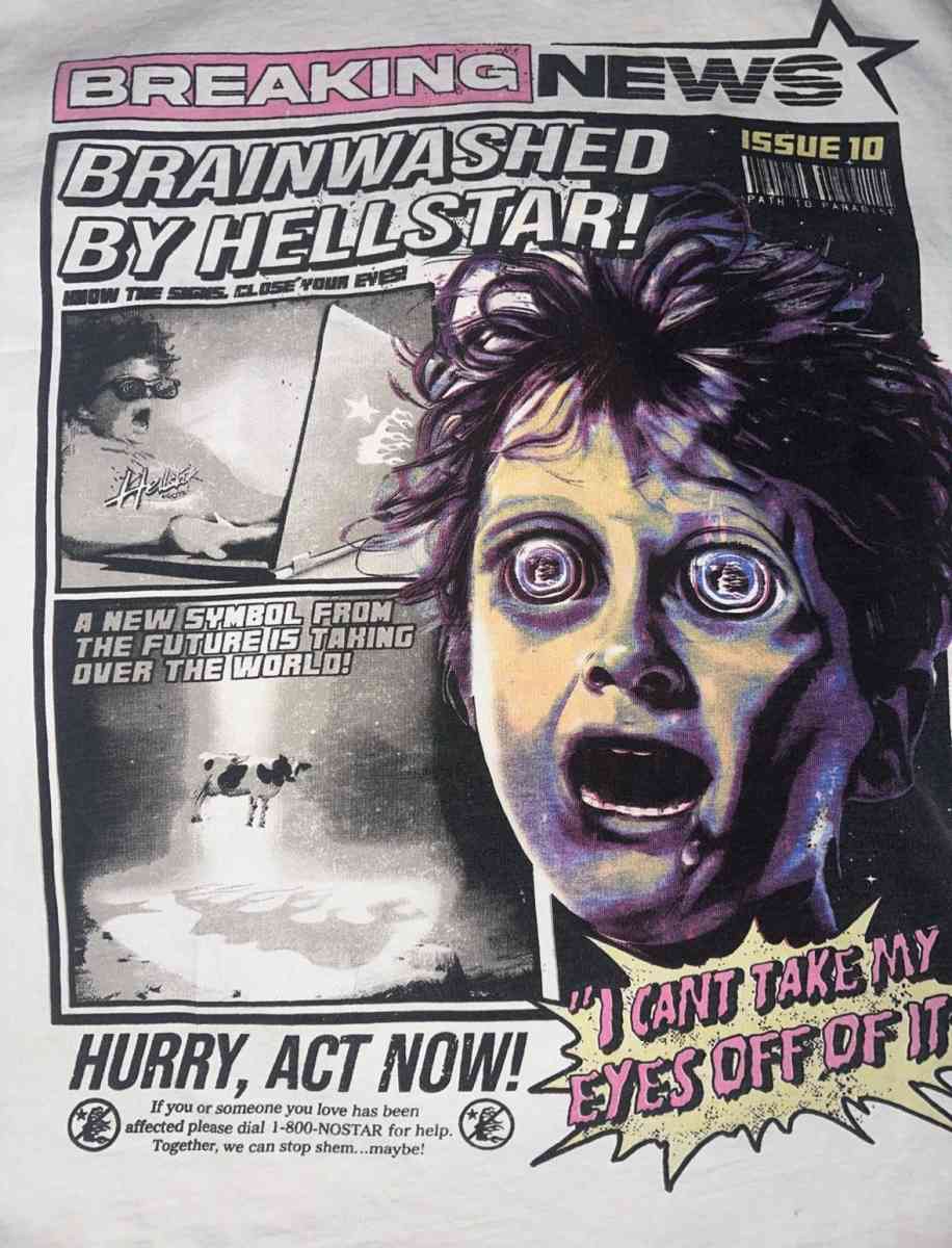 Hellstar brainwashed by hellstar white T shirt