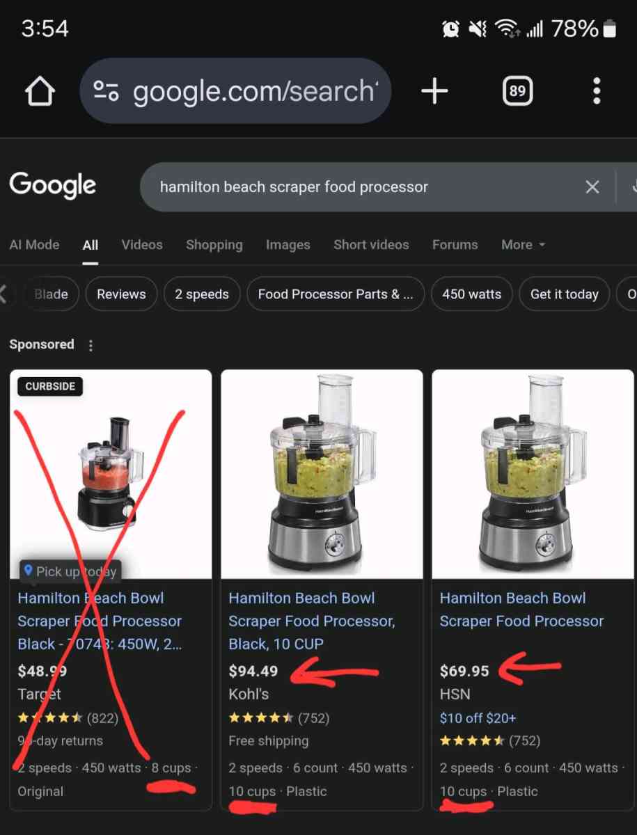 Hamilton Beach Bowl Scraper Food Processor