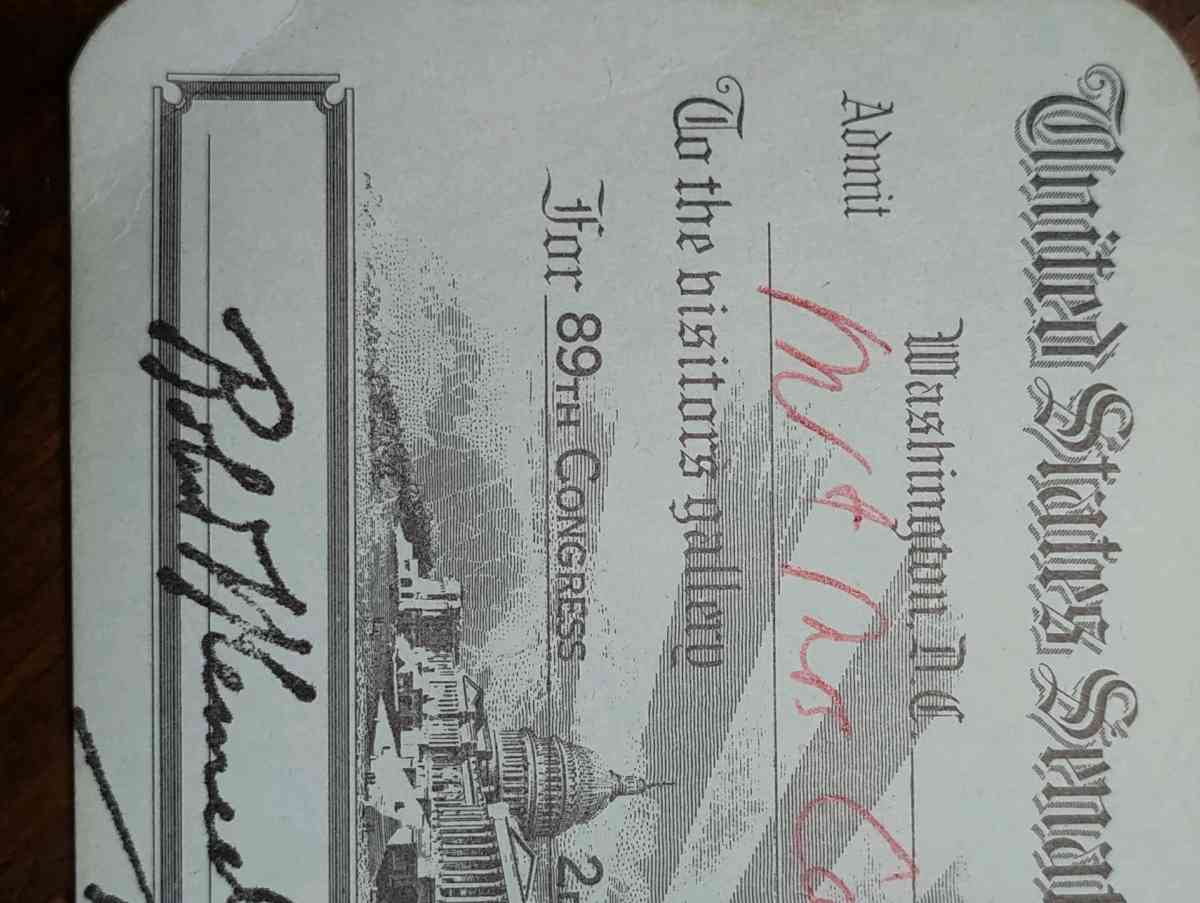 extremely rare 1966 United States Senate Chamber Invitation - Irving, Texas - FleaMarketBay