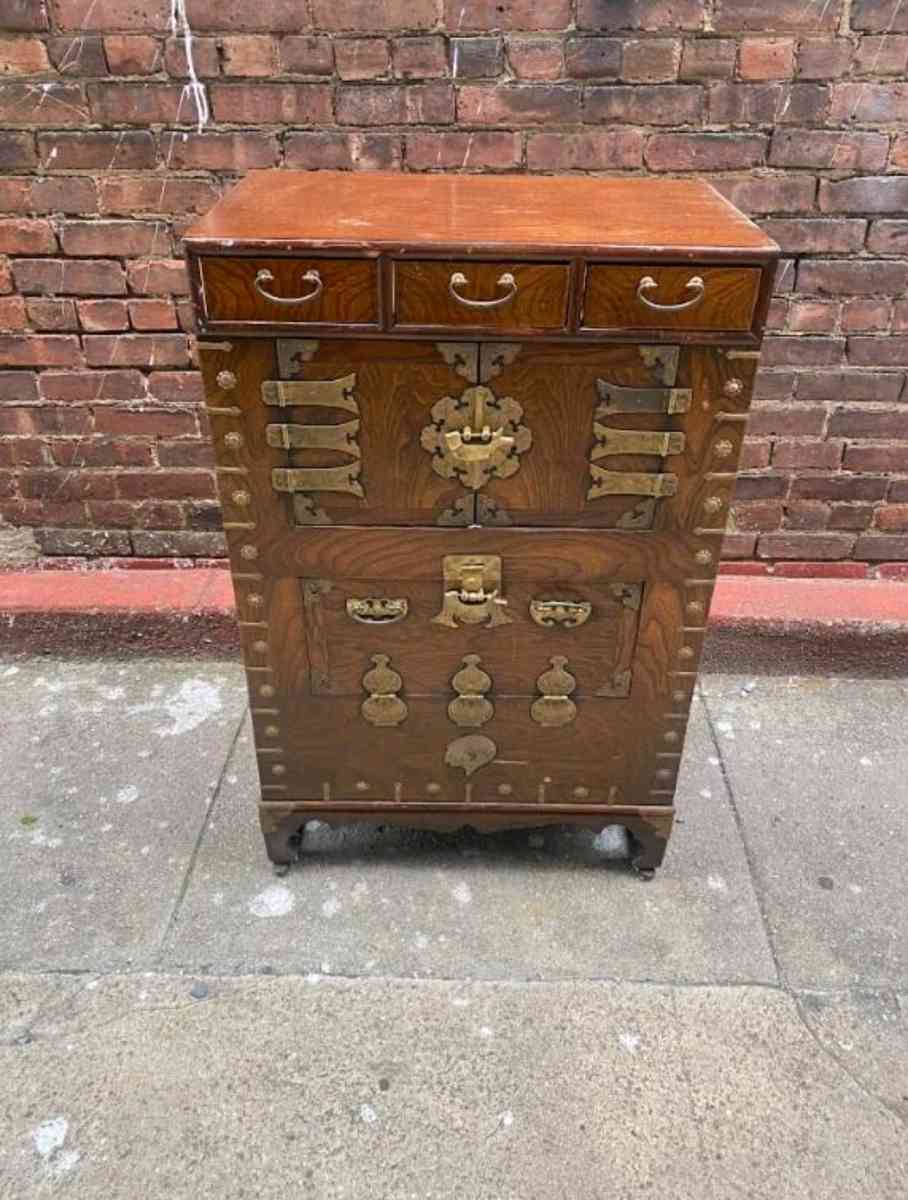 Vintage Cabinet  Solid Wood  Brass