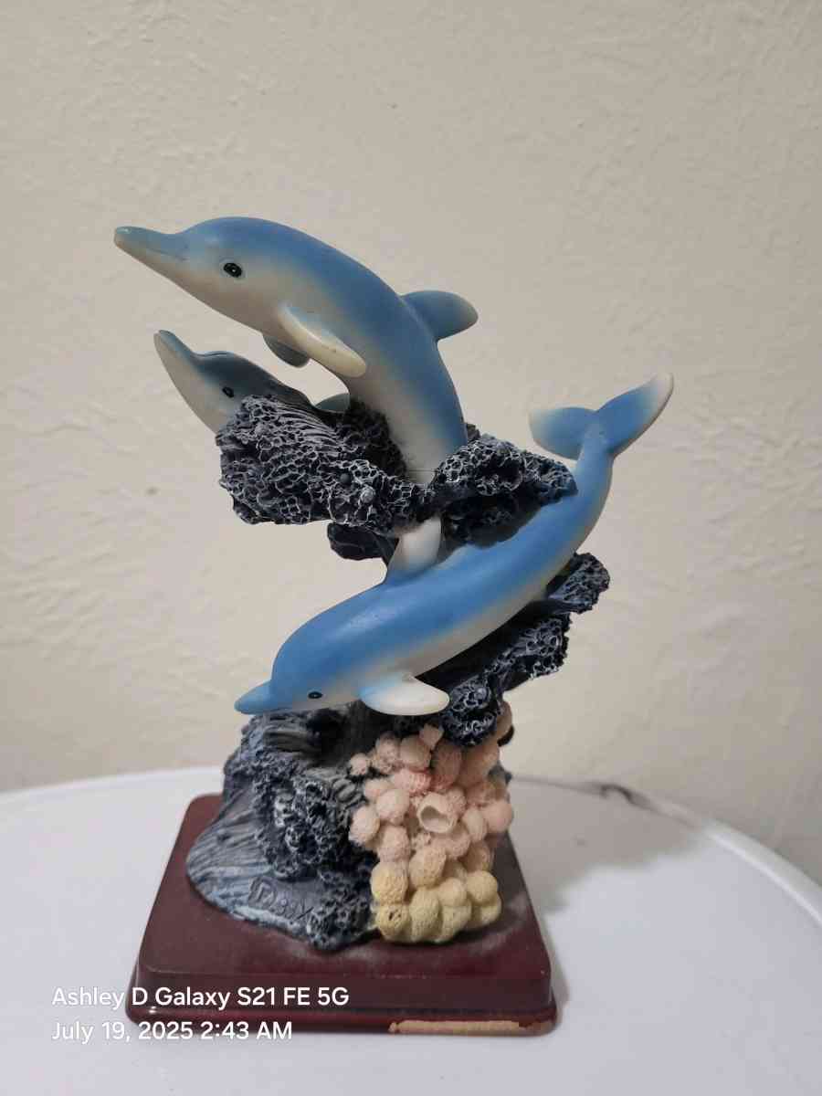 Blue and white dolphin and turtle figurine dolphinlove