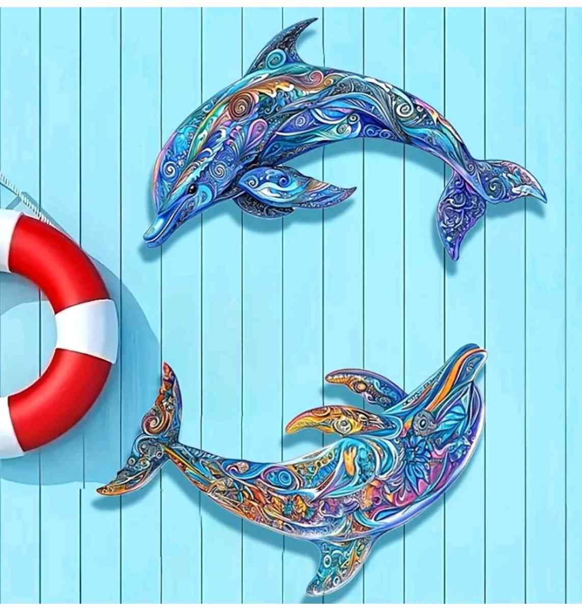 Set of Metal Dolphin Wall Decor