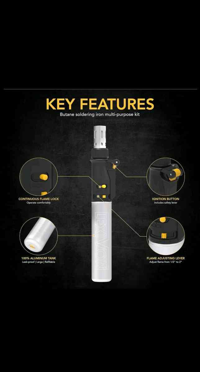 LEXIVON Butane Soldering Iron MultiPurpose Kit Cordless Adju