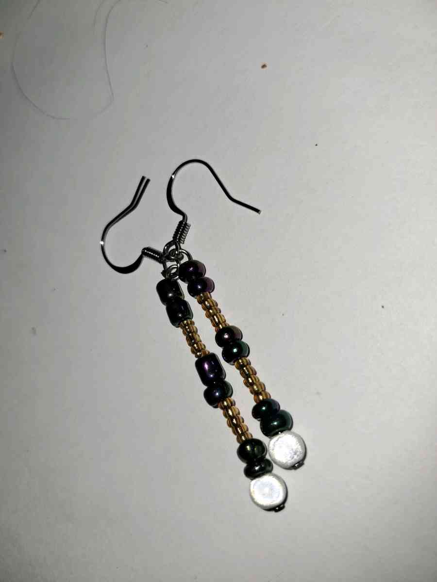 gold and purple earrings