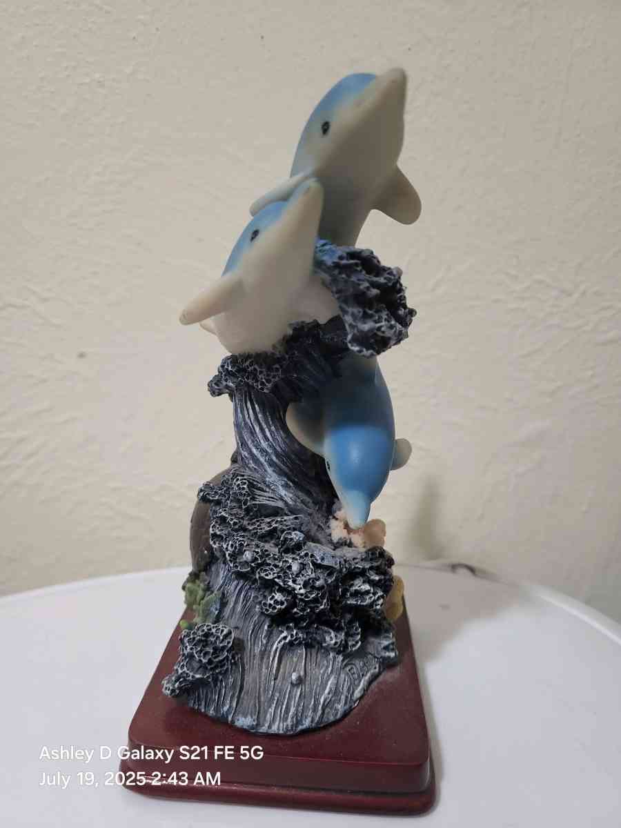 Blue and white dolphin and turtle figurine dolphinlove