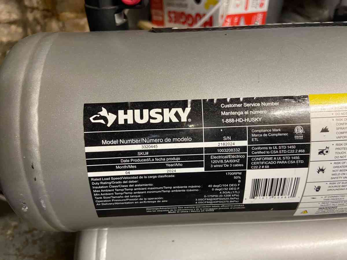 Husky45 Gal 175 PSI Portable Electric OilFree Quiet Twin Sta