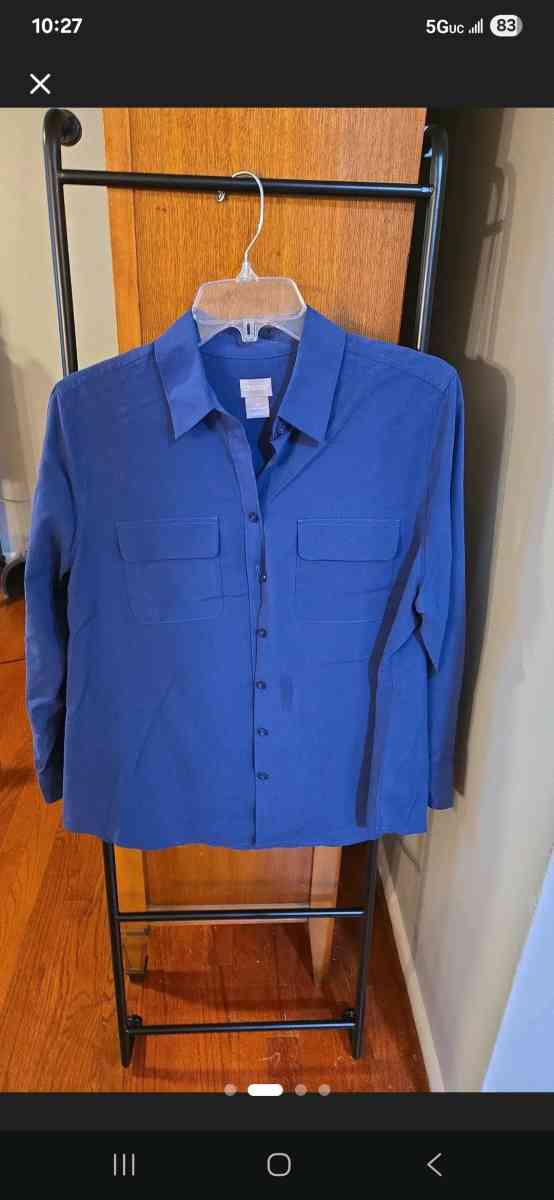 Chicos Womens 2P Long Sleeve Blue ButtonUp Shirt - Woodbridge, Virginia - FleaMarketBay
