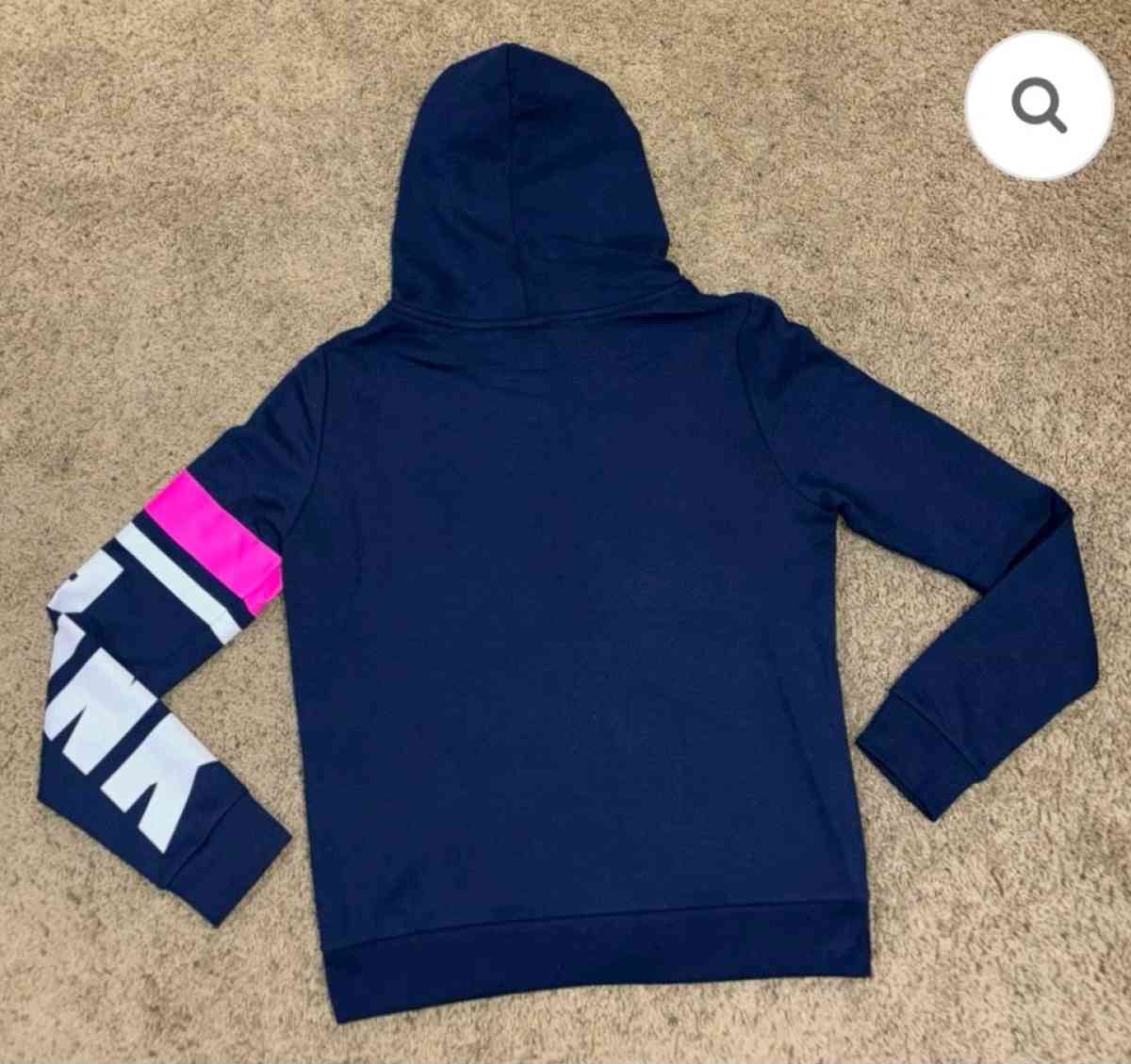 VICTORIAS SECRET PINK HOODIE BLUE WITH WHITE LOGO WOMENS SM