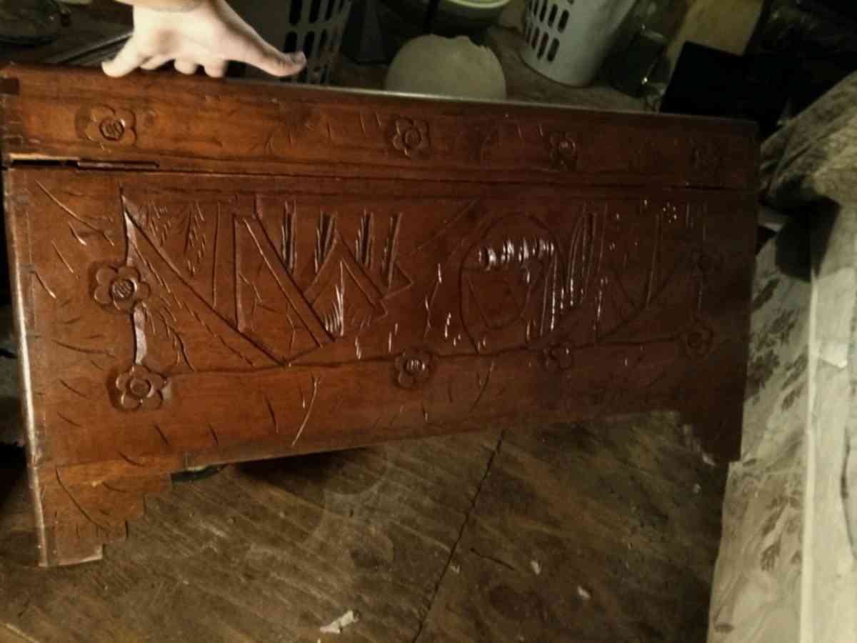 1920s Chinese hand carved compreha wooden chest - Calhoun City, Mississippi - FleaMarketBay