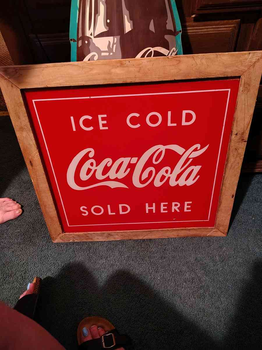 Coca Cola vintage glass framed sign