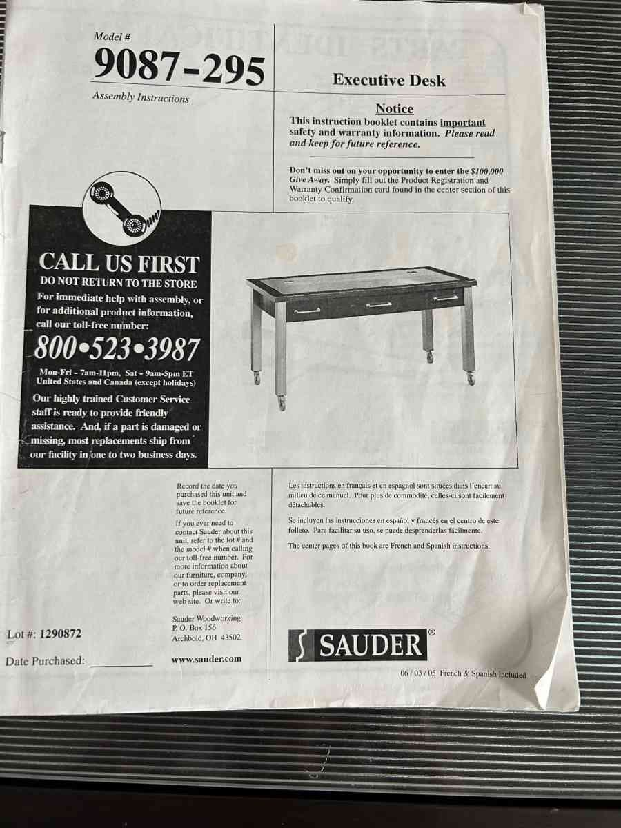 Glass Top Office Desk with Dark Wood Frame