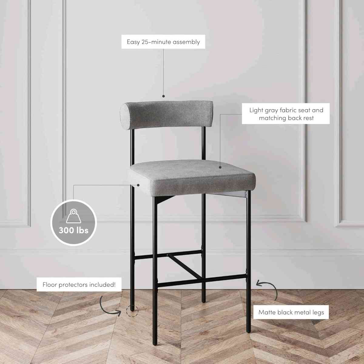 NATHAN JAMES DAHLIA COUNTER HEIGHT CHAIR MODERN BARSTOOL