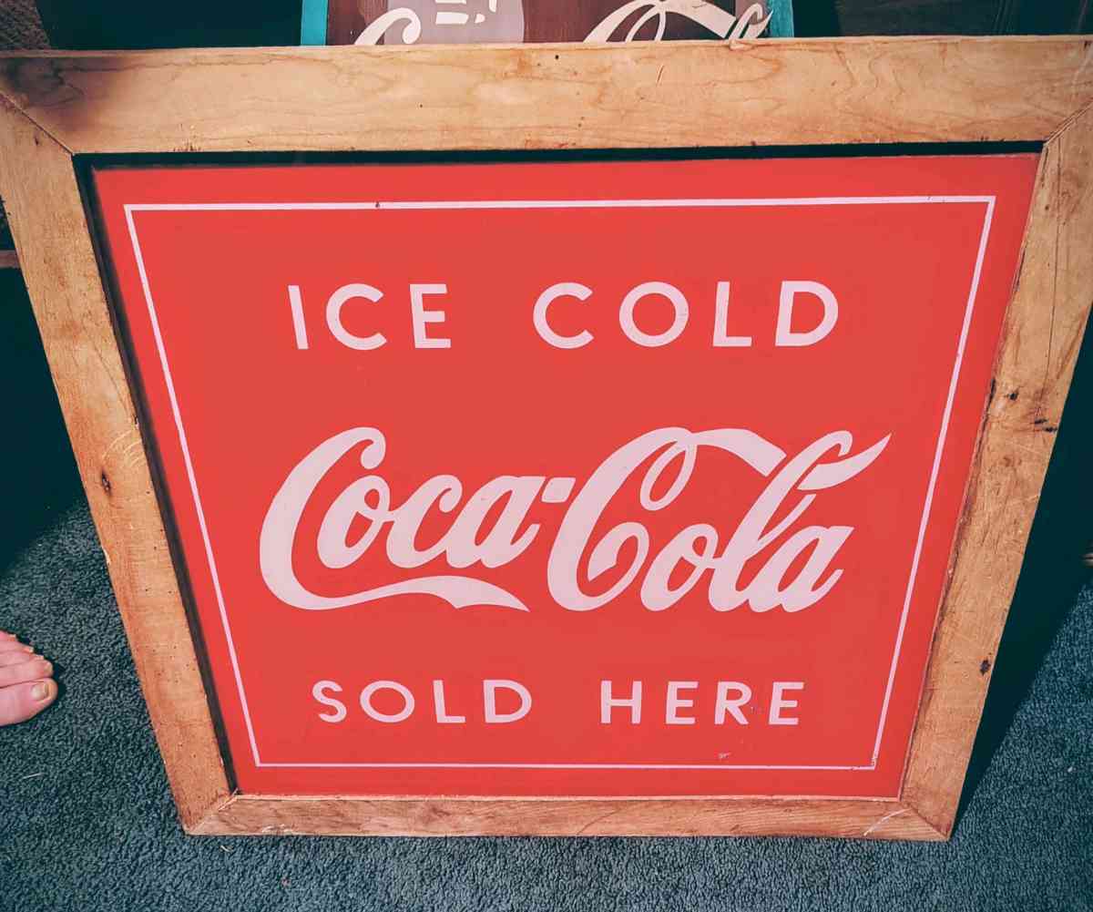 Coca Cola vintage glass framed sign
