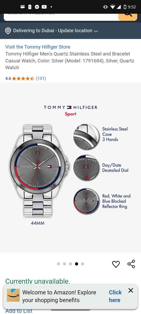 Tommy Hilfiger Mens Quartz Stainless Steel and Bracelet Casu