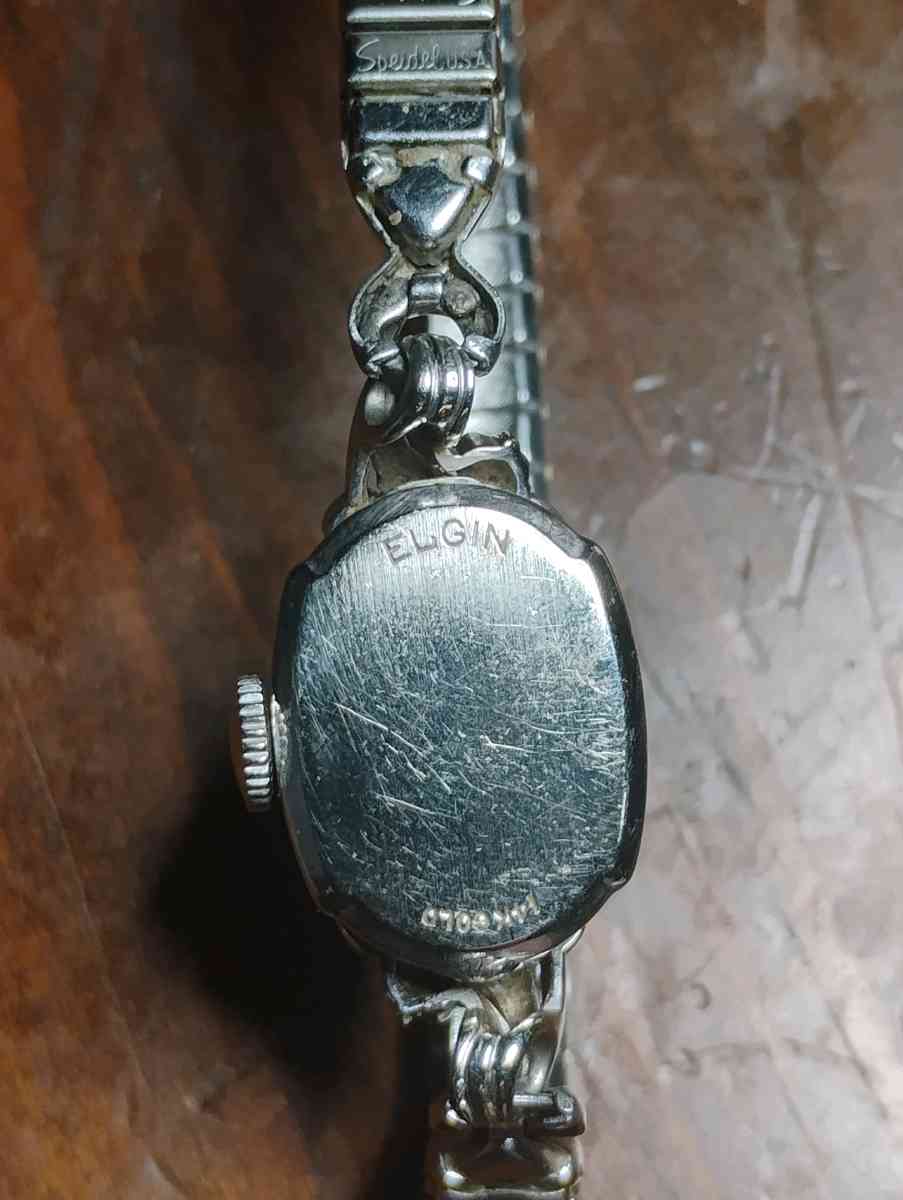 vintage Lady Elgin 14k White Gold Diamond Watch - Irving, Texas - FleaMarketBay