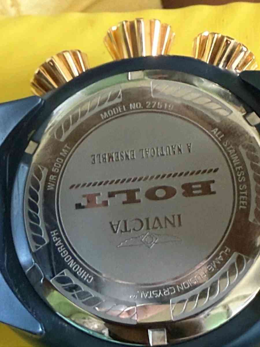 Invitca mens watch blue and gold bolt