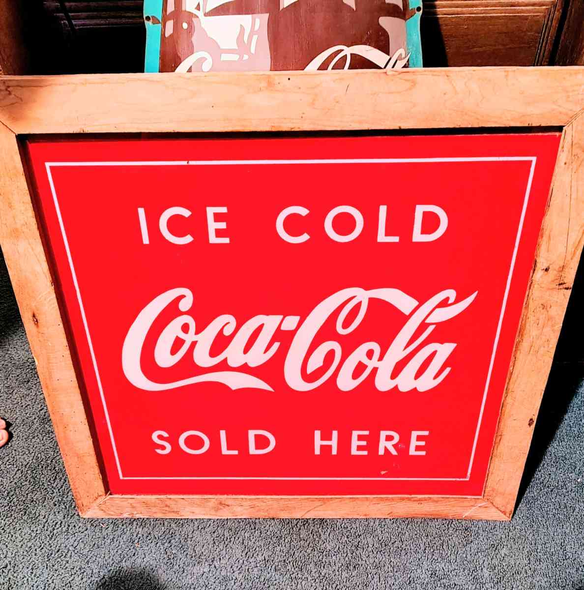 Vintage Coca Cola glass framed sign - Haleyville, Alabama - FleaMarketBay