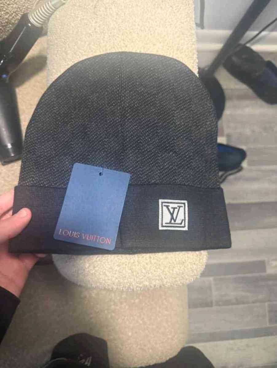 Black designer beanie