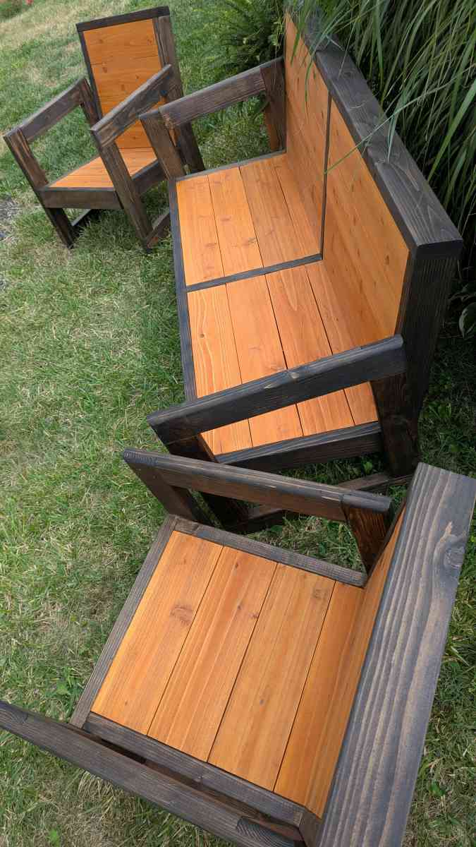 Rustic 3 Piece Patio Furniture  Handmade  Built to Last