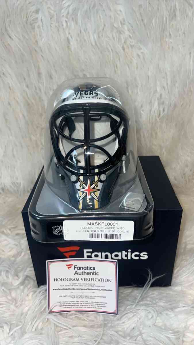 New MARCANDRE FLEURY SIGNED VEGAS GOLDEN KNIGHTS Mini Goalie