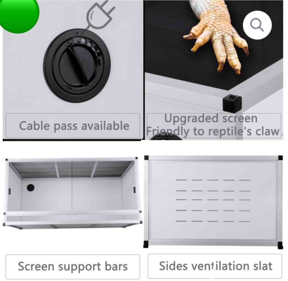 white 40x16x16  reptile enclosure