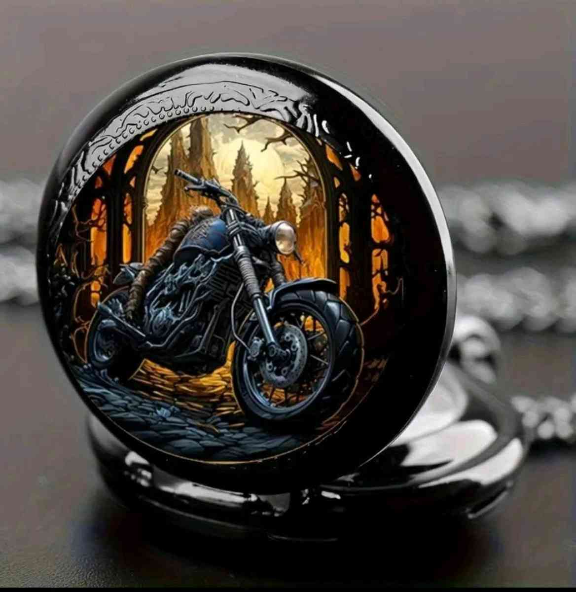 Motorcycle Pocket  Watch Zoomed in to show Detail