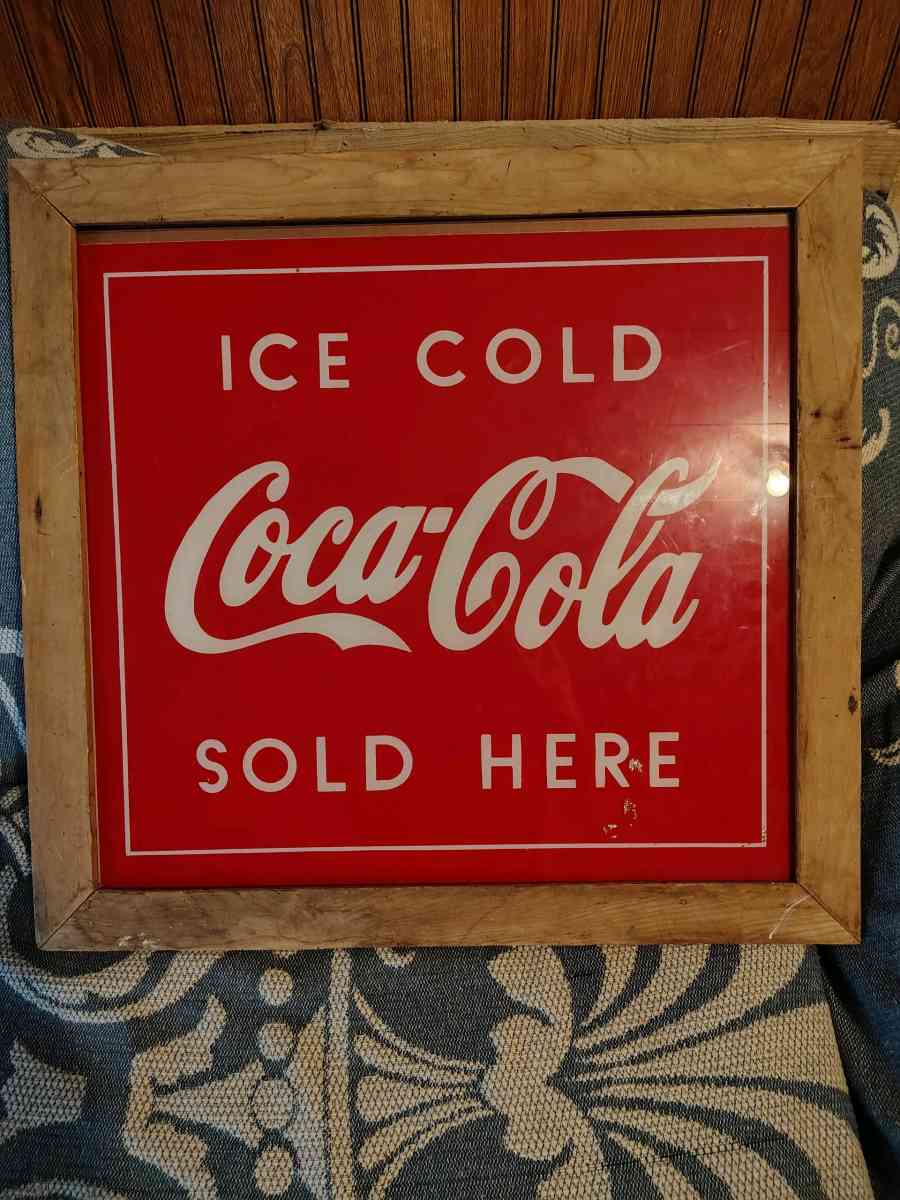 Coca Cola vintage glass framed sign
