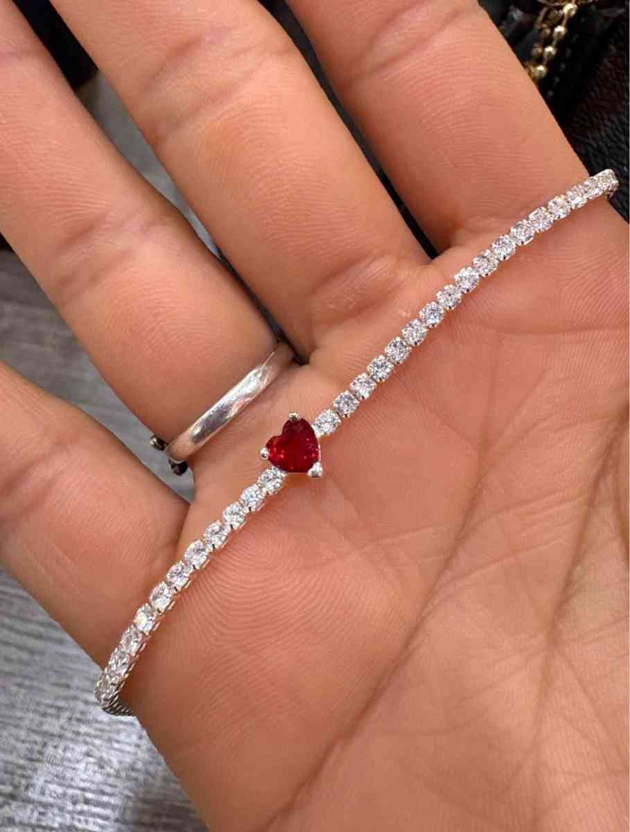 Pandora Red Heart Necklace Matching Ring Set