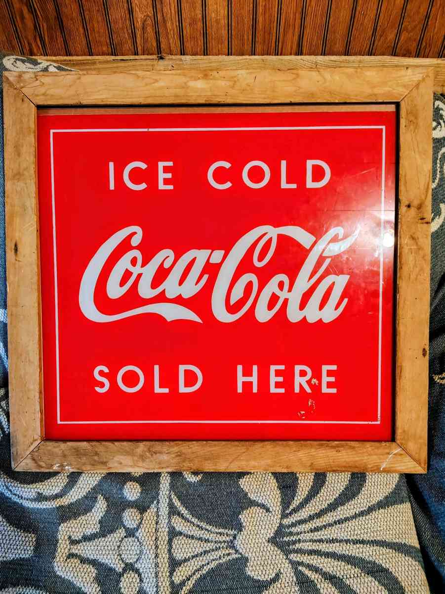 Vintage Coca Cola glass framed sign - Haleyville, Alabama - FleaMarketBay