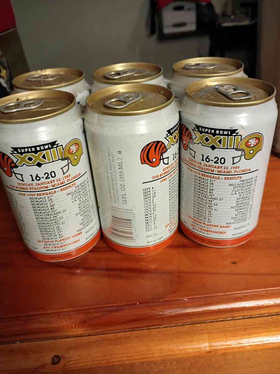 Hudy Superbowl 23 Six Pack Beer Cans Bengals VS 49ers