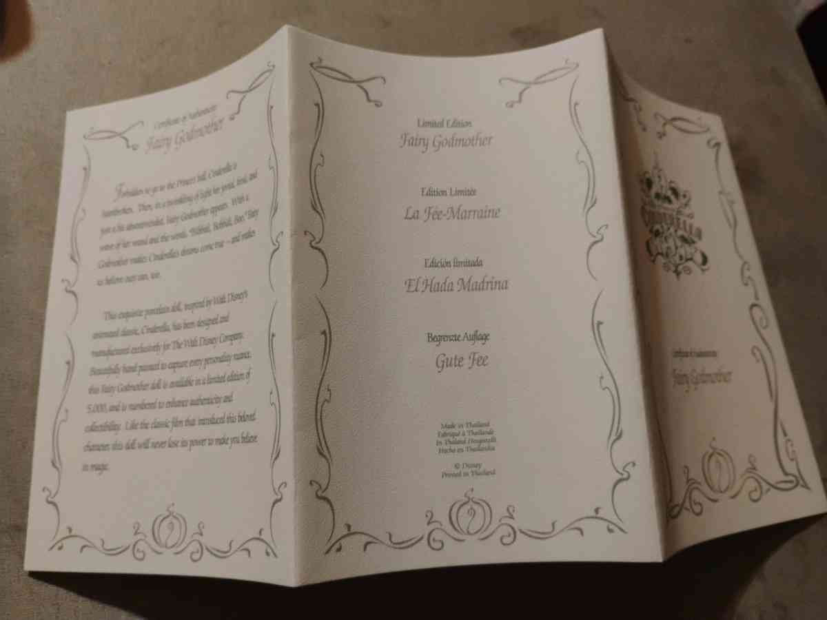 Disney Cinderella Fairy Godmother Porcelain Doll with wand