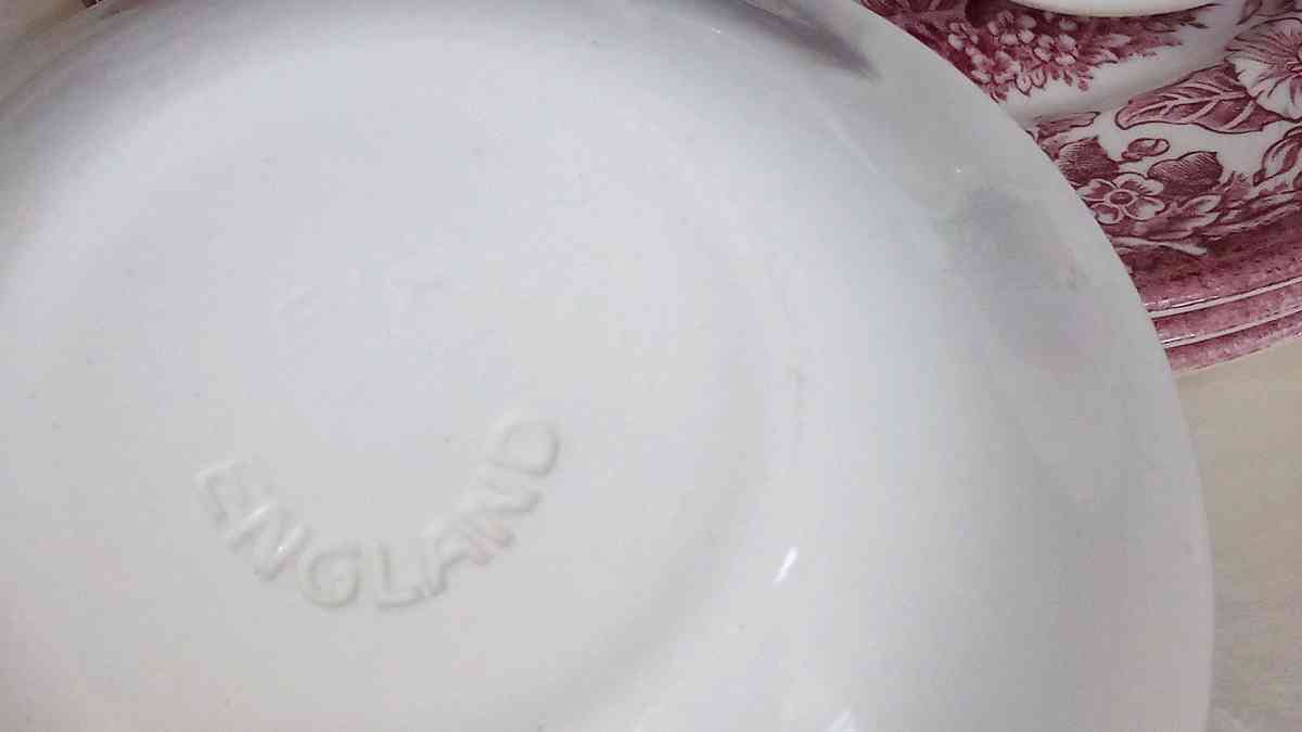 Haddon Hall Derbyshire Red plates and tea cups