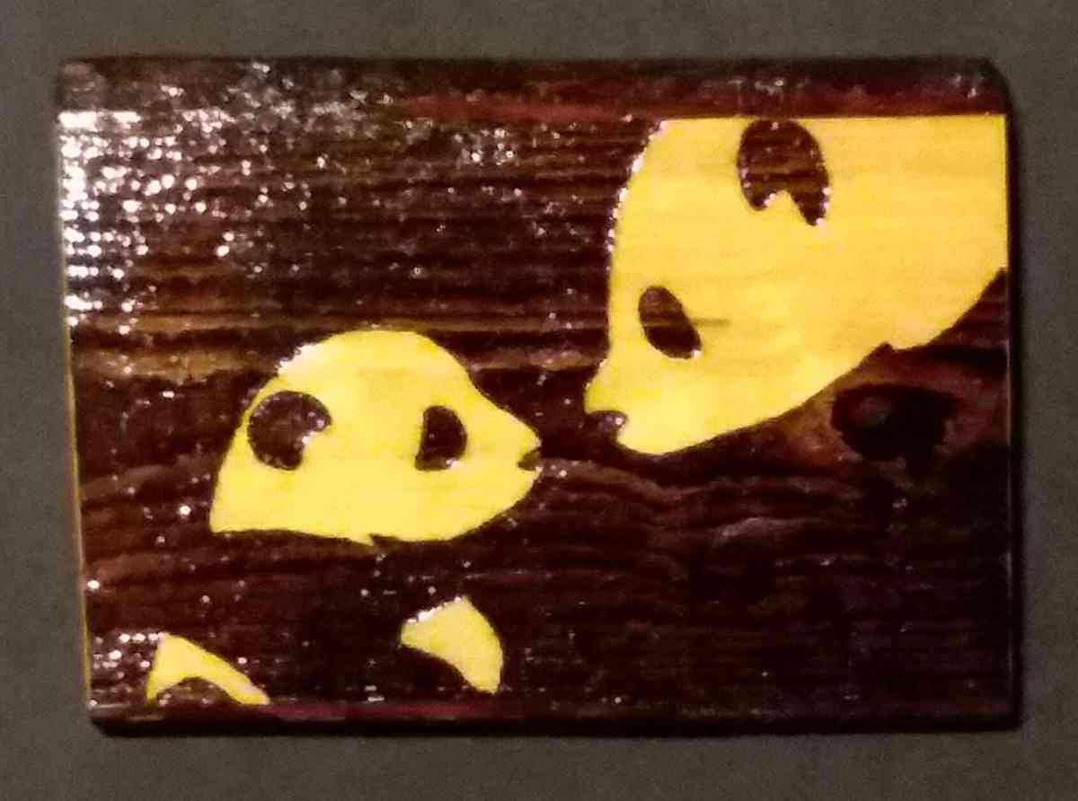 Pandas pyrography wall decor