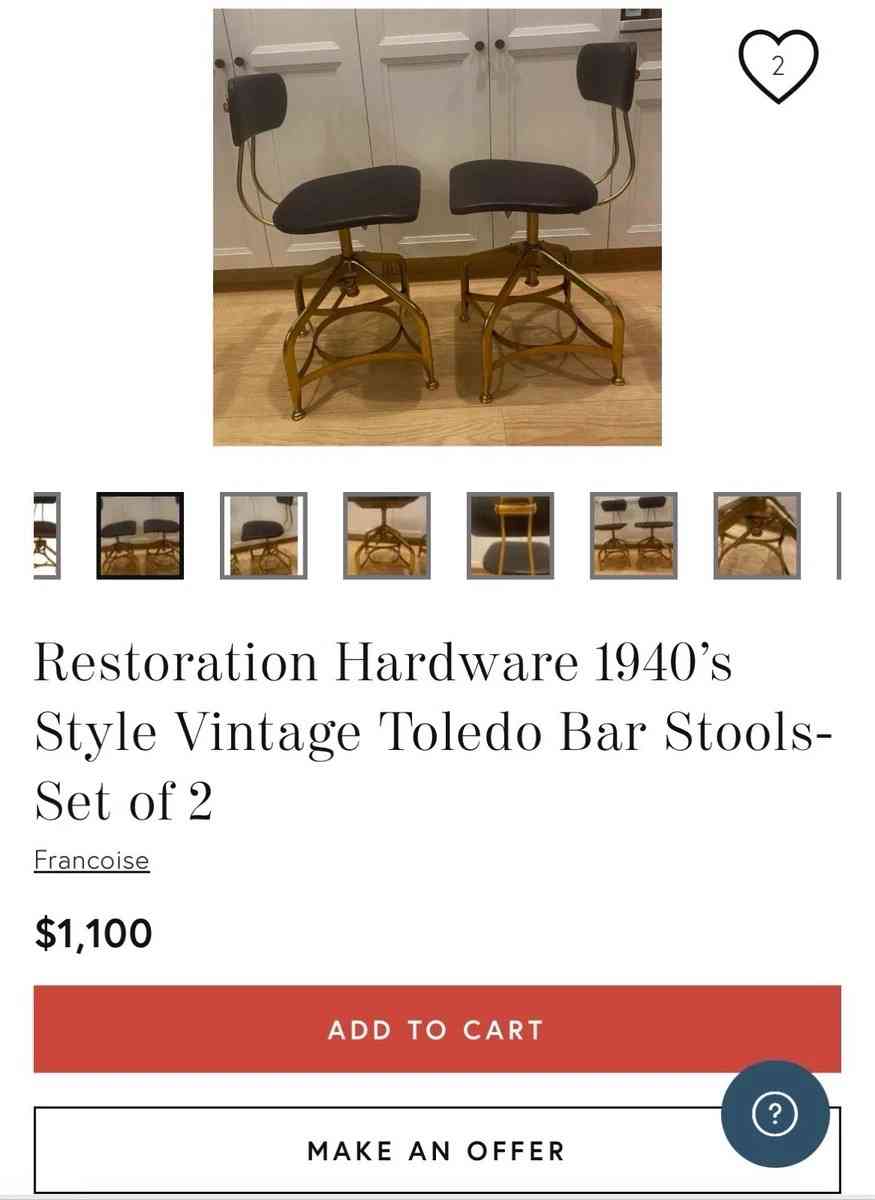 Restoration Hardware Todelo Bar Stools - Philadelphia, Pennsylvania - FleaMarketBay