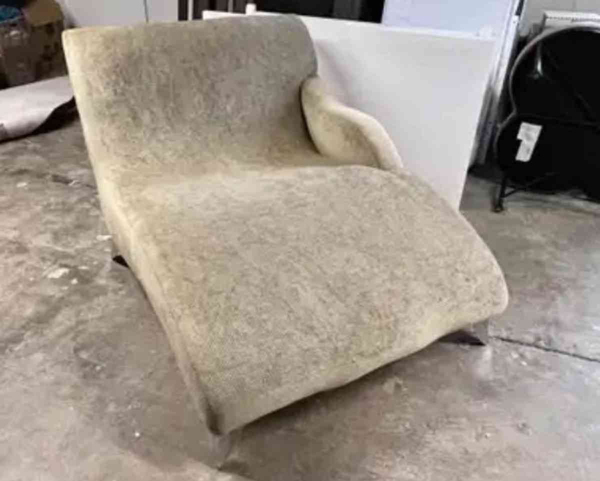 Double Wide Chenille Modern Curved Chaise Lounge