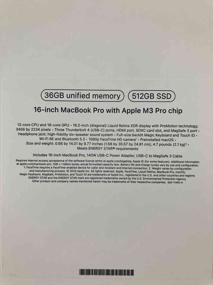 MacBook Pro 16inch M3 Chip