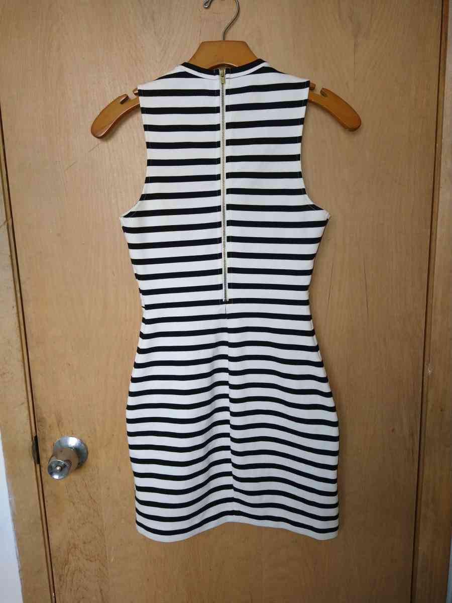 This Express Black  White Striped Bodycon Dress in size 0 is