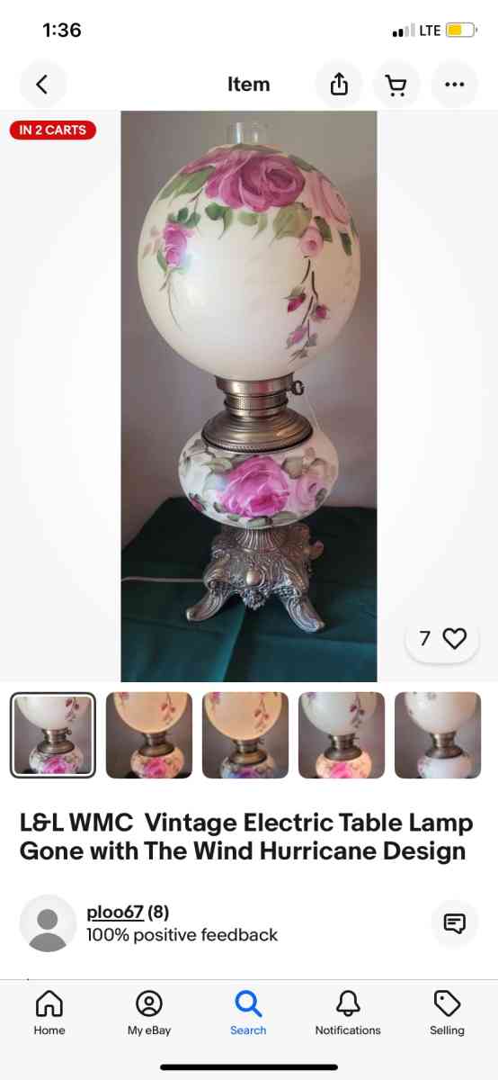 antique Gone with the wind lamp - Yuba City, California - FleaMarketBay
