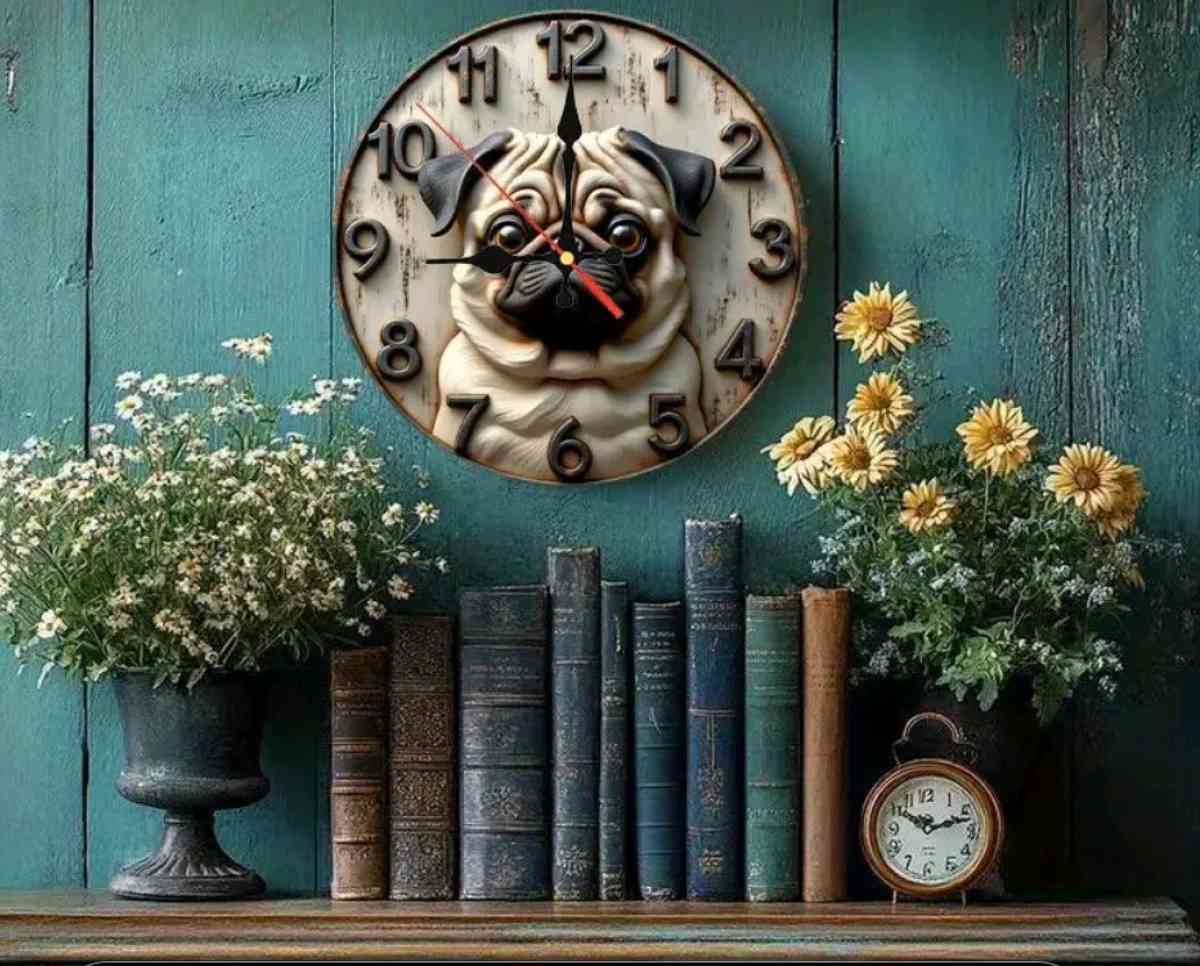 Walk Clock Featuring a Pug