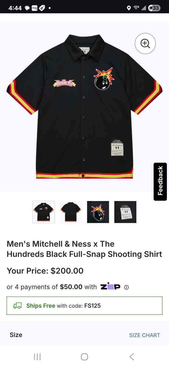 Mens Mitchell  Ness x The Hundreds Black FullSnap Shooting S
