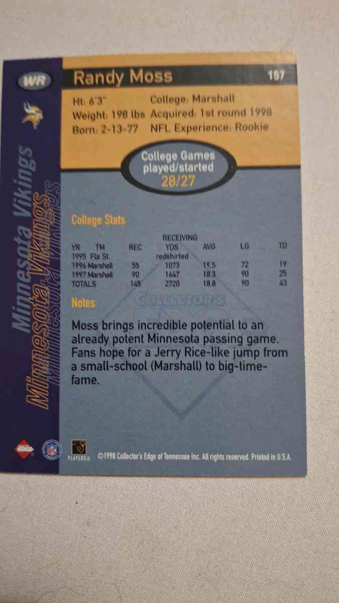 randy moss rookie card